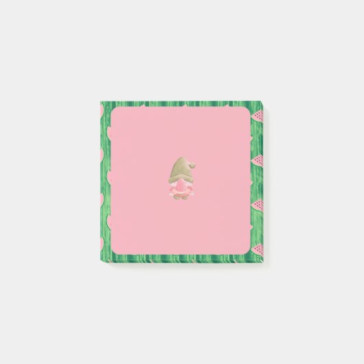 Green Watermelon Gnome Post-it Klebezettel (Vorderseite)