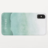 Green Wave Ombre Aquarellblasen Monogram Case-Mate iPhone Hülle (Rückseite (Horizontal))