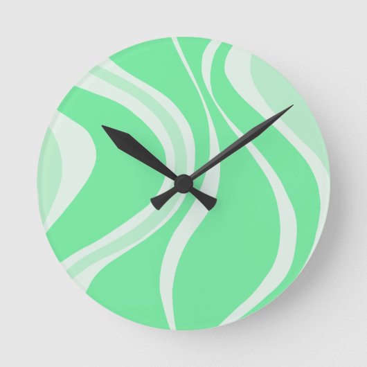 Green Waves Wall Clock Runde Wanduhr (Vorderseite)