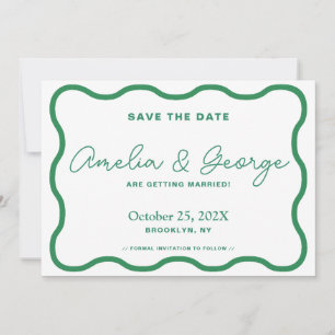 Green Wavy Retro Save The Date