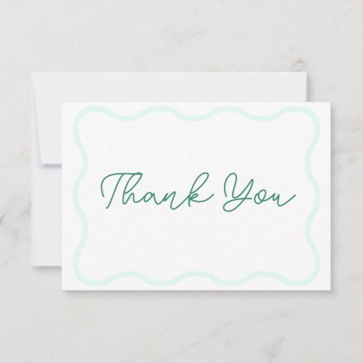 Green Wavy Retro Wedding Dankeskarte (Vorderseite)