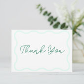 Green Wavy Retro Wedding Dankeskarte (Stehend Vorderseite)