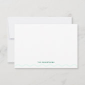 Green Wavy Retro Wedding Dankeskarte (Rückseite)