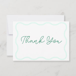 Green Wavy Retro Wedding Dankeskarte