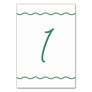 Green Wavy Retro Wedding Tischnummer