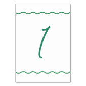 Green Wavy Retro Wedding Tischnummer (Rückseite)