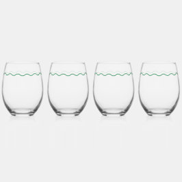 Green Wavy Retro Wedding Weinglas Ohne Stiel