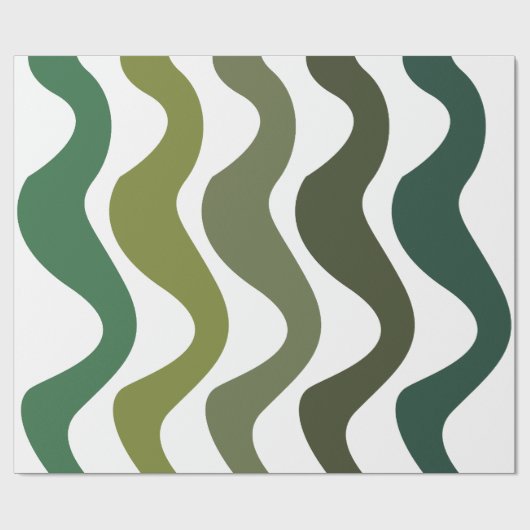 Green Wavy Stripes Geschenkpapier (Flach)