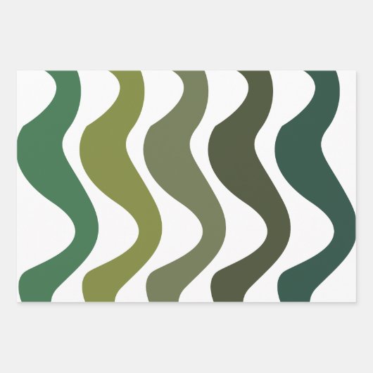 Green Wavy Stripes Geschenkpapier Set (Vorderseite 2)