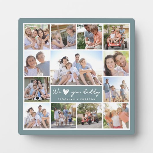 Green We Liebe You Daddy | 13 FotoCollage Fotoplatte (Vorderseite)