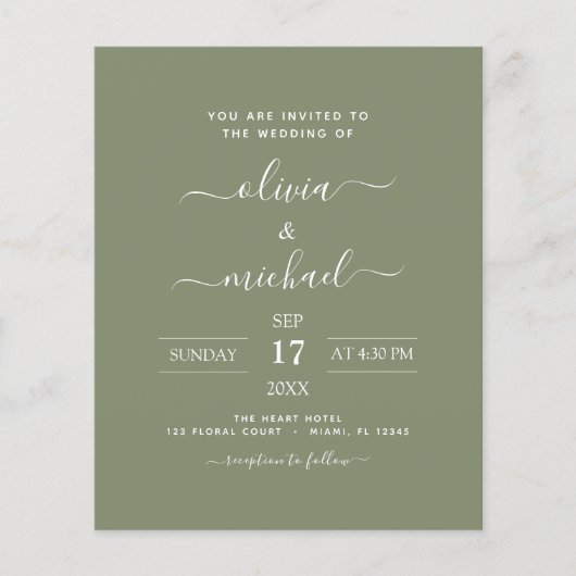 Green Wedding Budget Sage Modern Typografy Flyer (Vorne)