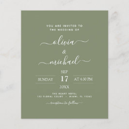 Green Wedding Budget Sage Modern Typografy Flyer
