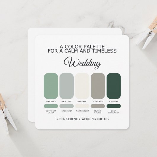 Green Wedding Color Palette Card Einladung (Vorderseite/Rückseite Beispiel)