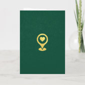 Green Wedding Destination Passport Weltkarte Einladung (Rückseite)