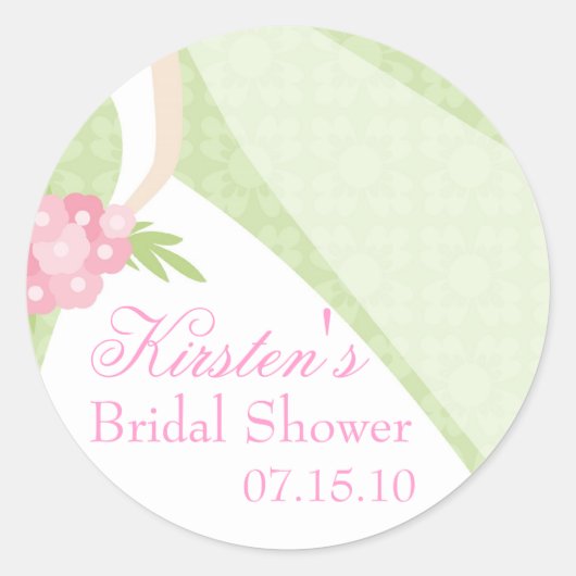 Green Wedding Dress Brautparty Runder Aufkleber (Vorderseite)