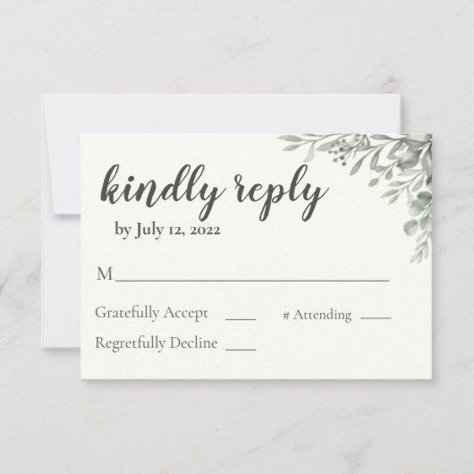 Green Wedding Einladung Reply Card (Vorderseite)