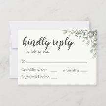 Green Wedding Einladung Reply Card