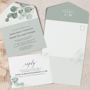 Green Wedding Eukalyptus Greenery Elegant All In One Einladung