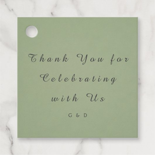Green Wedding Favor Tag Template Geschenkanhänger (Vorderseite)