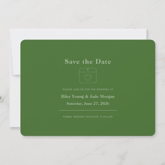 Green Wedding Flat Save the Date Card (Rückseite)