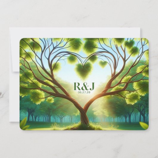 Green Wedding Flat Save the Date Card (Vorderseite)