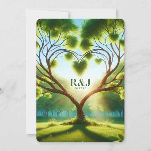 Green Wedding Flat Save the Date Card (Vorderseite)