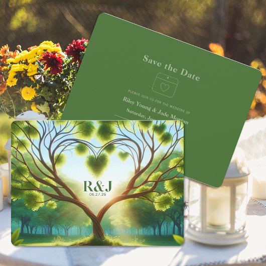 Green Wedding Flat Save the Date Card