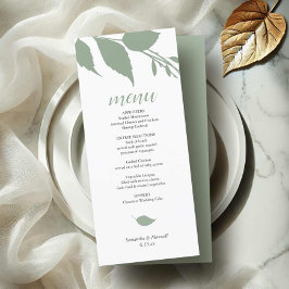 Green Wedding Foliage Menu Card Menükarte
