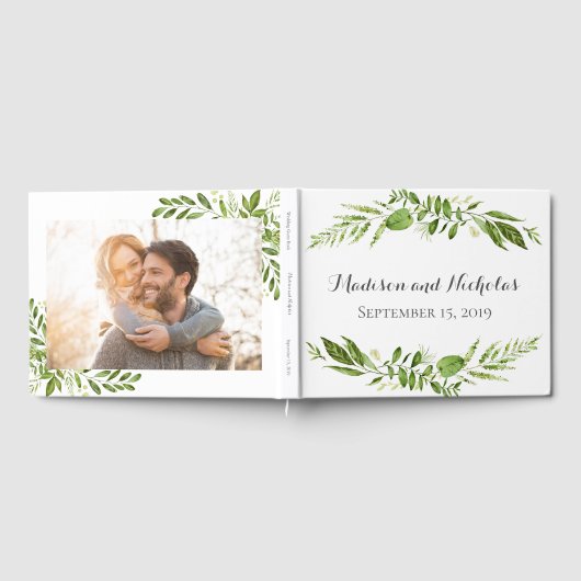 Green Wedding Guest Book, Rustikale Grüne Gästebuch (Voll)