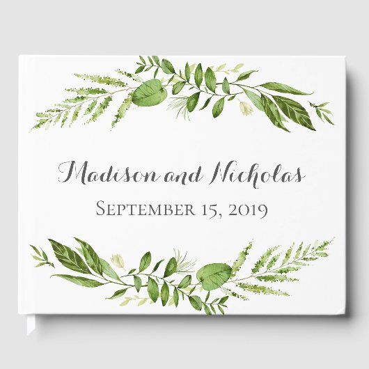 Green Wedding Guest Book, Rustikale Grüne Gästebuch (Vorderseite)