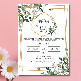 Green Wedding Invitation boda con hojas verdes Einladung
