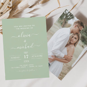 Green Wedding mit Foto Einladung Flyer