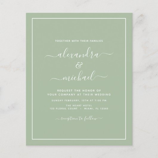 Green Wedding Modern Typografy Flyer (Vorne)