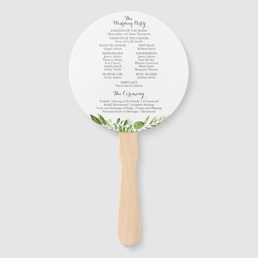 Green Wedding Program Circle Fan, Rustikale Vegeta Fächer (Rückseite)