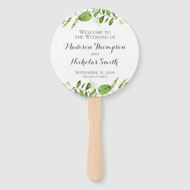 Green Wedding Program Circle Fan, Rustikale Vegeta Fächer