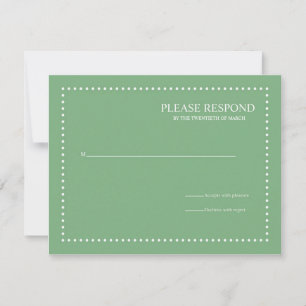 Green Wedding Response Card mit Pearl Border RSVP Karte