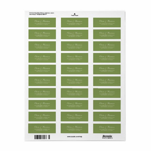 Green Wedding Return Address Label (Vorne)
