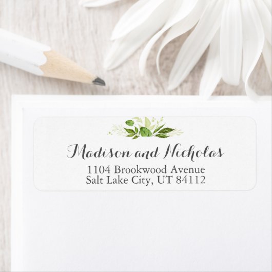 Green Wedding Return Address Label Rustikale Veget (Insitu)