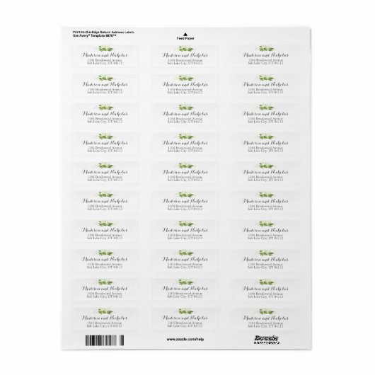 Green Wedding Return Address Label Rustikale Veget (Vorne)