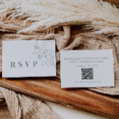 Green Wedding RSVP QR Code Card Mitteilungskarte