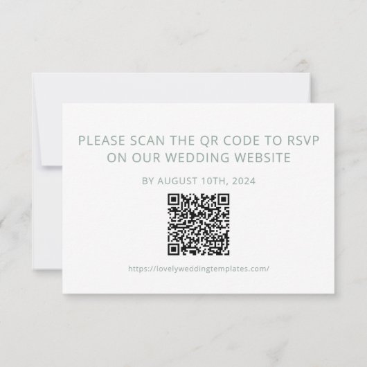Green Wedding RSVP QR Code Card Mitteilungskarte (Rückseite)