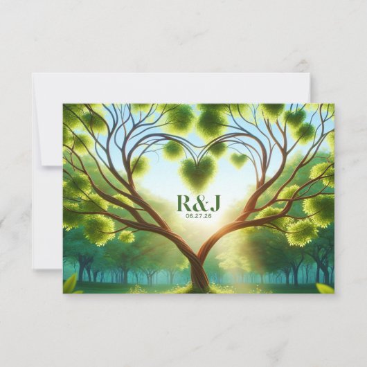 Green Wedding RSVP QR Code Response Card (Vorderseite)