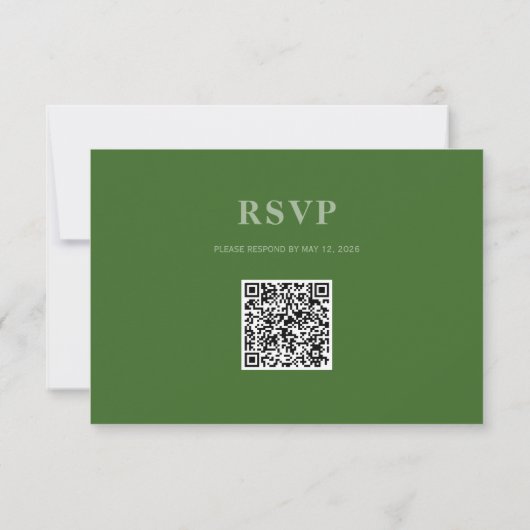 Green Wedding RSVP QR Code Response Card Karte (Rückseite)
