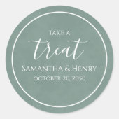 Green Wedding Simple Calligraphy Script-Leckerei Runder Aufkleber (Vorderseite)