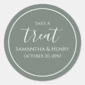 Green Wedding Simple Calligraphy Script-Leckerei Runder Aufkleber (Vorderseite)