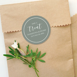 Green Wedding Simple Calligraphy Script-Leckerei Runder Aufkleber