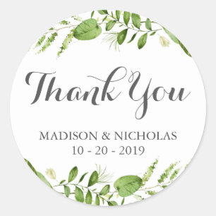 Green Wedding Stickers Vielen Dank, Rustikale Vege