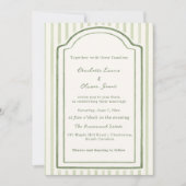 Green Wedding Striped Invitation  Einladung (Vorderseite)