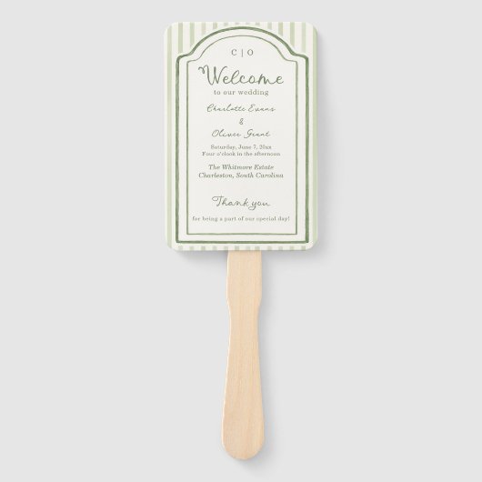 Green Wedding Striped Program Fächer (Vorderseite)