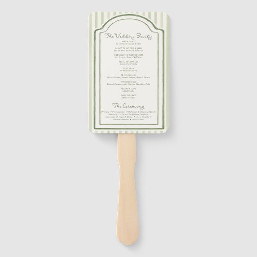 Green Wedding Striped Program Fächer (Rückseite)